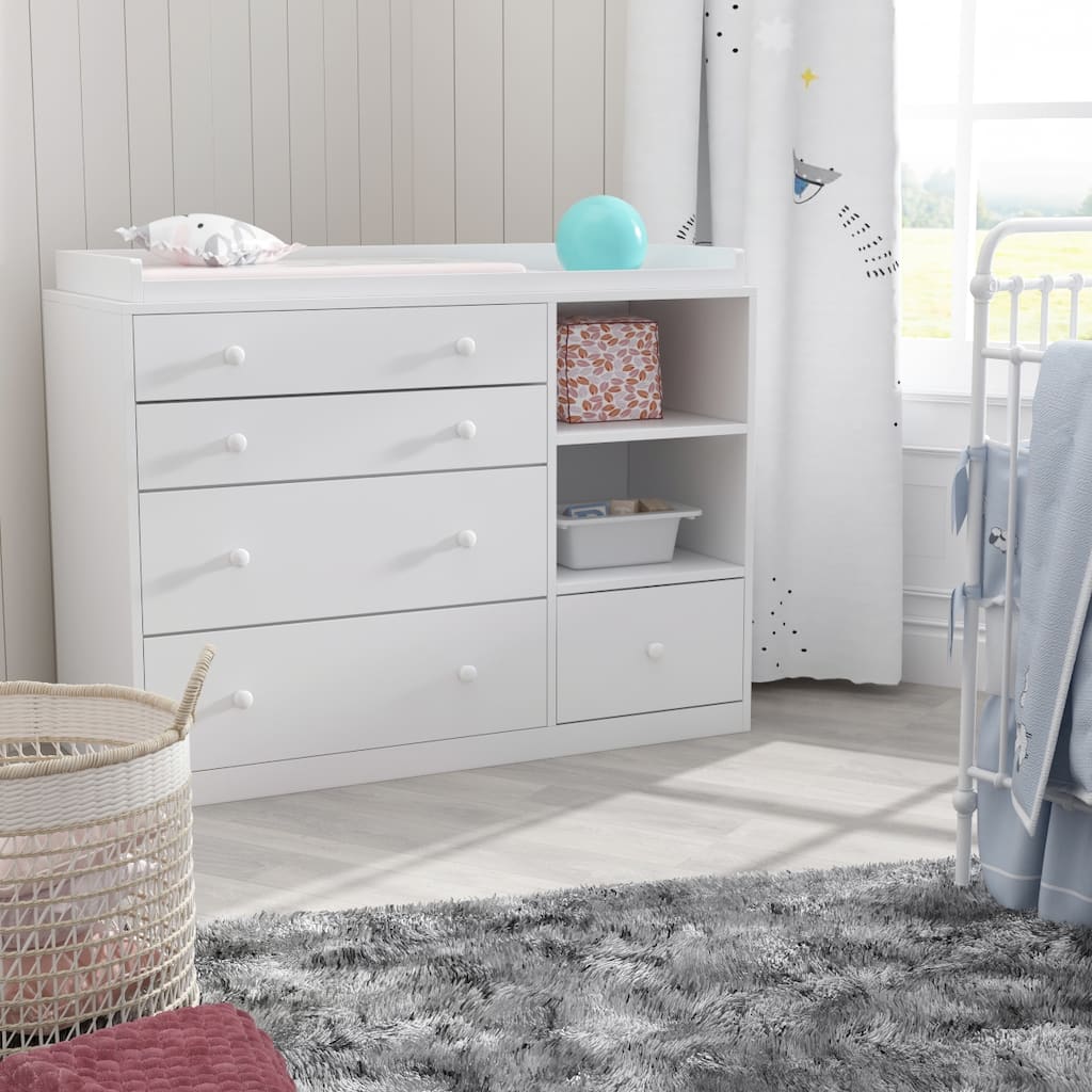 5-Drawer Baby Changing Table with Storage Cabinet & Bookcase Organizer