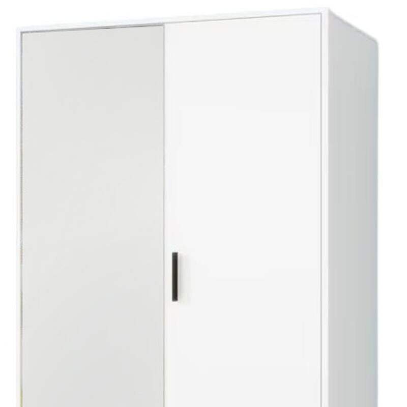 HomeRoots 71" White Mirrored Two Door Two Drawer Combo Dresser