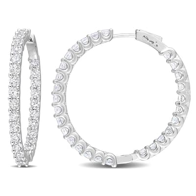 8 3/8 CT TGW Created White Sapphire Hoop Earrings Silver