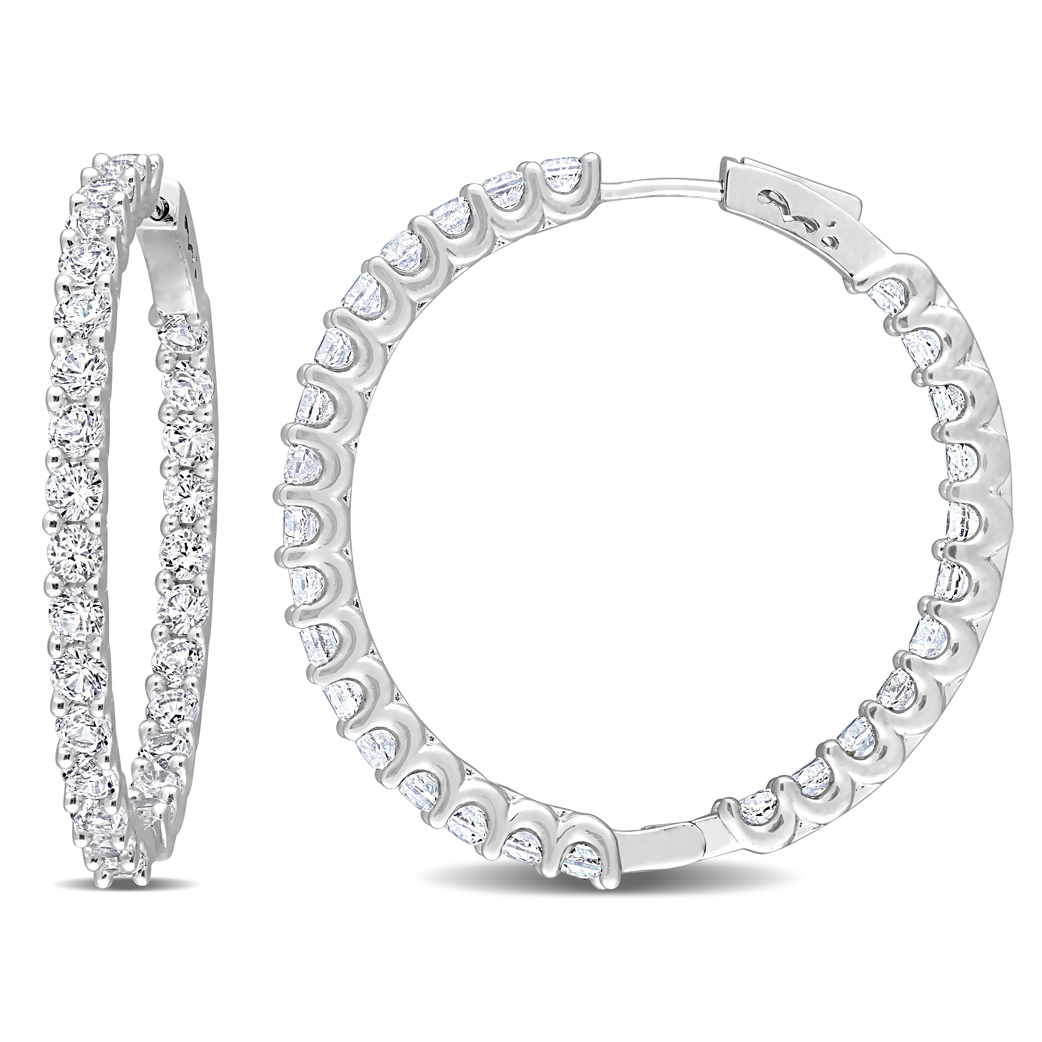 Miadora 8 3/8ct TGW Created White Sapphire Hoop Earrings Silver