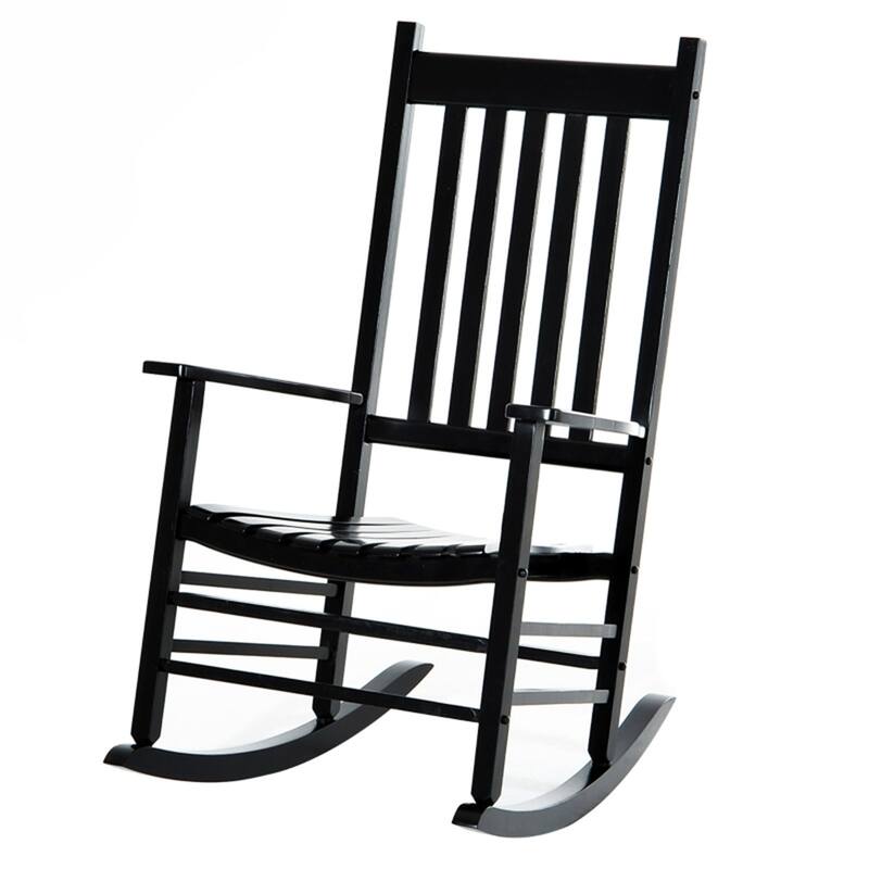 Acacia Wood Rocking Chair with Wide Slatted Seat and Comfortable Armrests for Indoor and Outdoor Use
