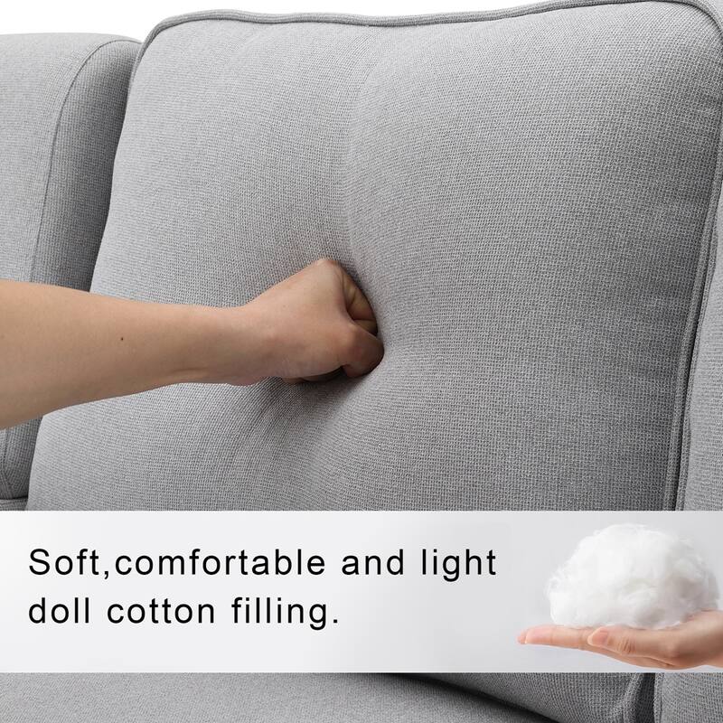 Modern Linen Fabric Sofa with Armrest Pockets