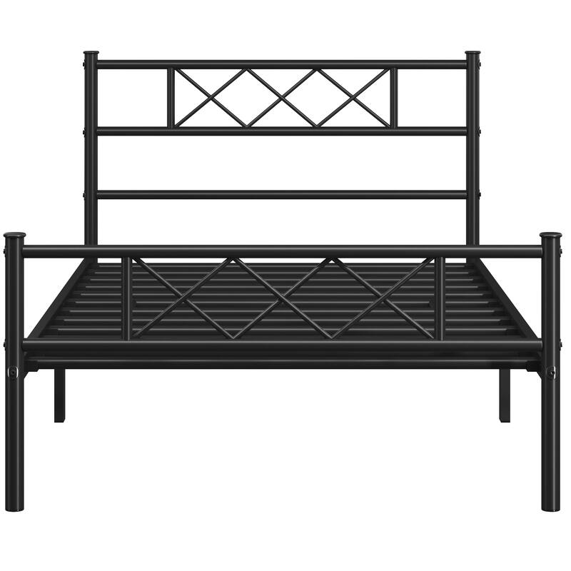 Yaheetech Simple Metal Bed Frame Bed Base, Black, Twin Size