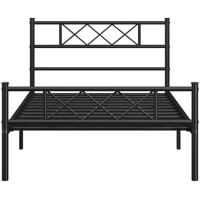 Yaheetech Simple Metal Bed Frame Bed Base, Black, Twin Size