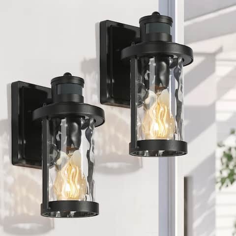 Barn Motion Sensor Outdoor Wall Lights 2 Pack Wall Sconce Dusk to Dawn Lights Black Exterior Lighting - D4" X H 10.5"