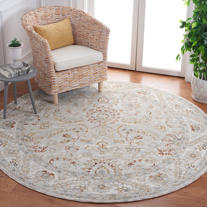 SAFAVIEH Handmade Hamilton Arjola Oriental Rug - 6'7" Round - Grey/Gold