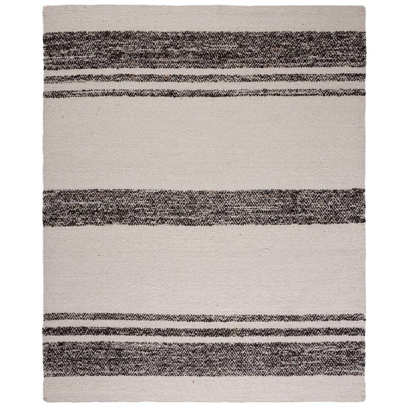SAFAVIEH Handmade Natura Sanae Stripe Wool Rug - 8' x 10' - Black/Ivory