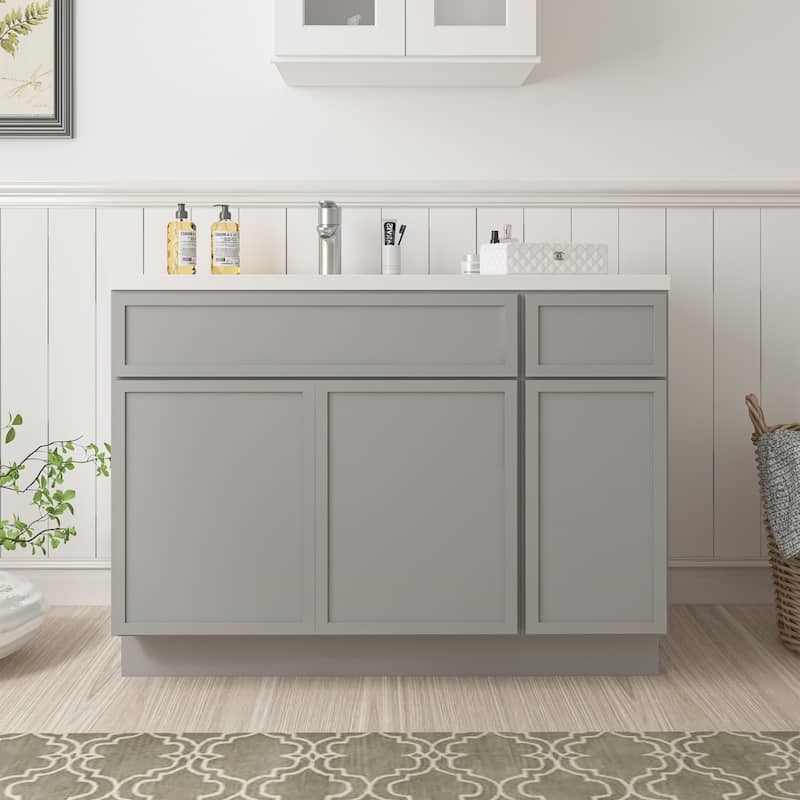 Vanity Art 42" Birch Freestanding Bathroom Vanity Cabinet without Top - Grey