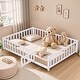 preview thumbnail 2 of 21, Full Size Wooden Floor Platform Bed with Fence,Door,Support Slats for Toddlers