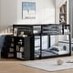 preview thumbnail 49 of 94, Wood Floor Bunk Bed with 4 Drawers and 3 Shelves Espresso - Full