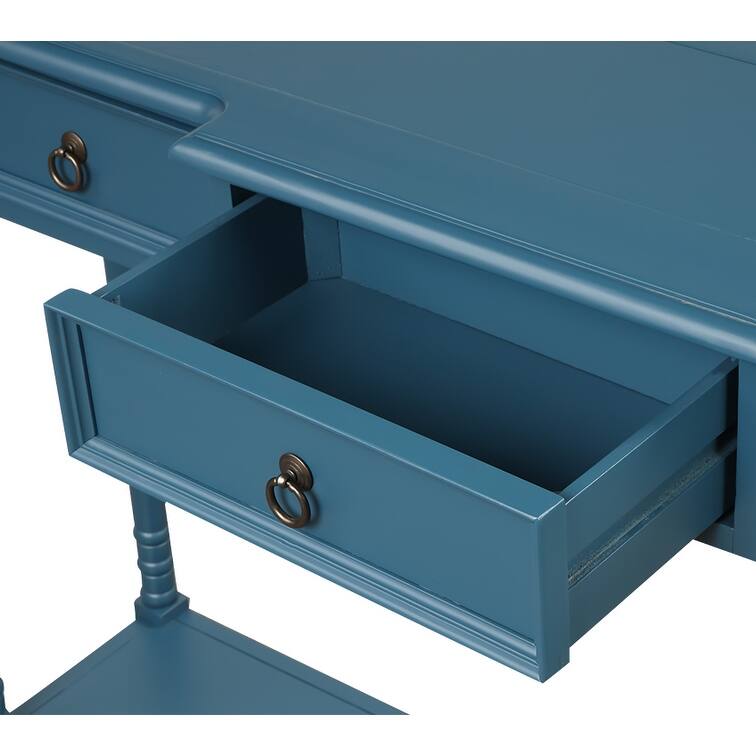 Nestfair Solid Wood Console Table with 3 Drawers and Shelf