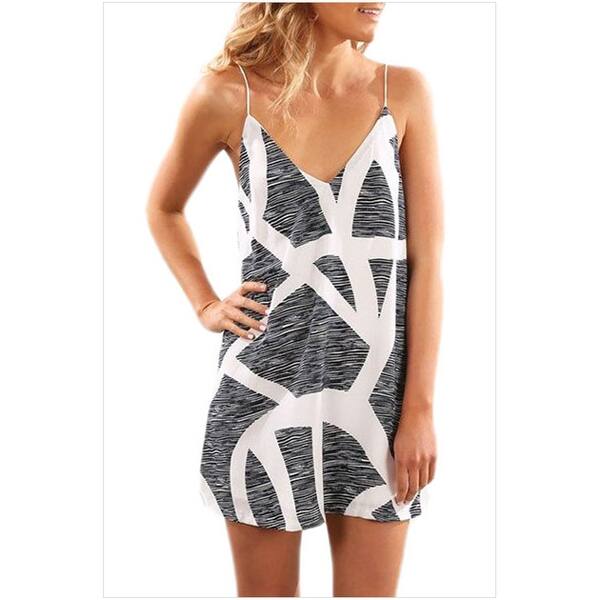 Shop Qzunique Women S Casual Short Deep V Neck Backless Slip Dress With Sleeveless Design Overstock 28177891