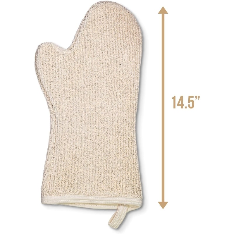 Country Cottons 100% Cotton Set of 2 Heavy Duty Heat Resistant Machine Washable Made in America Oven Mitts (Natural)