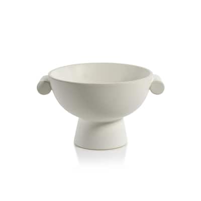 Braga Matt White Ceramic Bowl - 12" x 10" x 7"