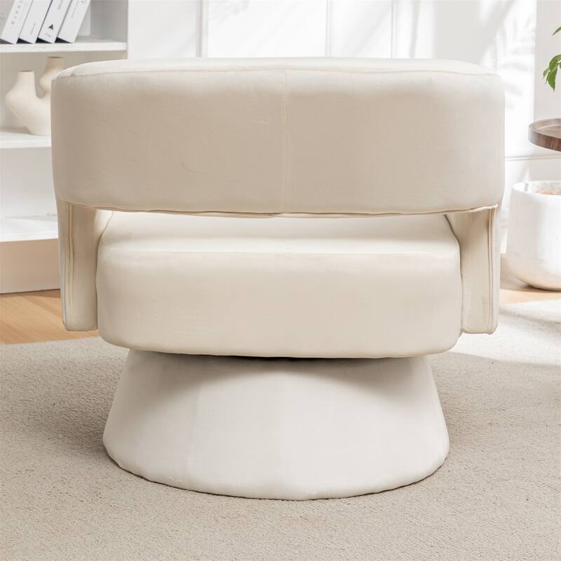 360 Degree Swivel Barrel Velvet Accent Armchair