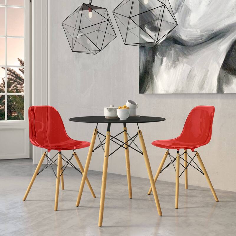 3-Piece Dining Set with 31-Inch Round Solid Wood Table and 2 Dining Chairs with Beech Wood Legs