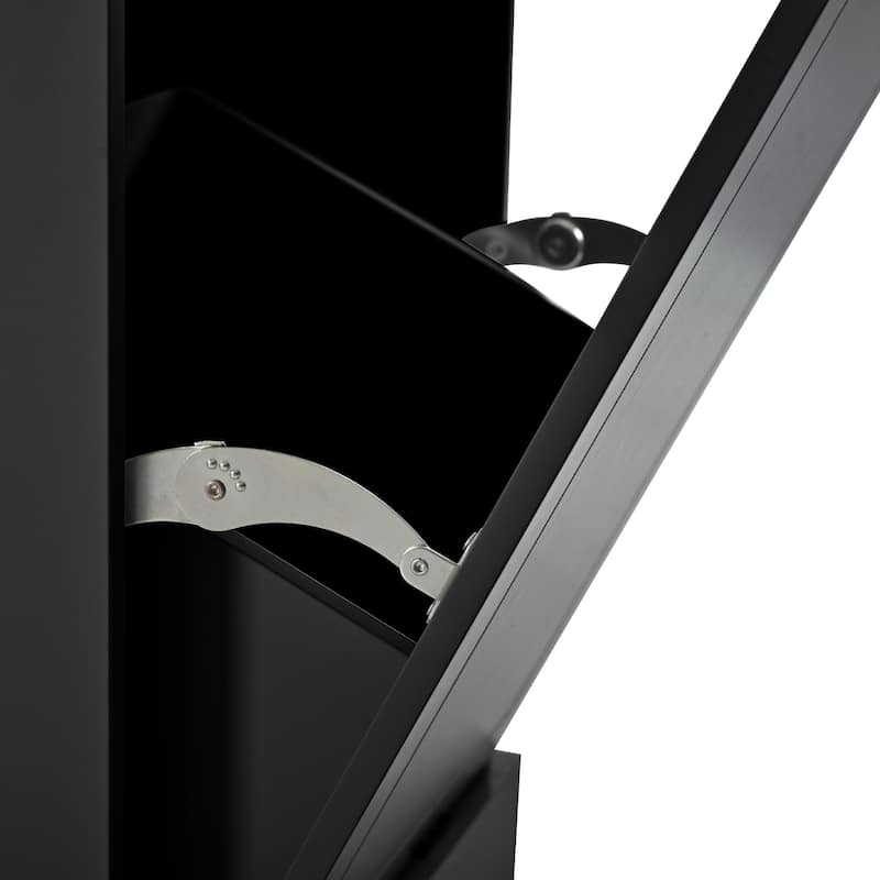 Lenom MDF Fluted Kitchen Island with Trash Can and Power Outlet(49-in x21-in x36-in)