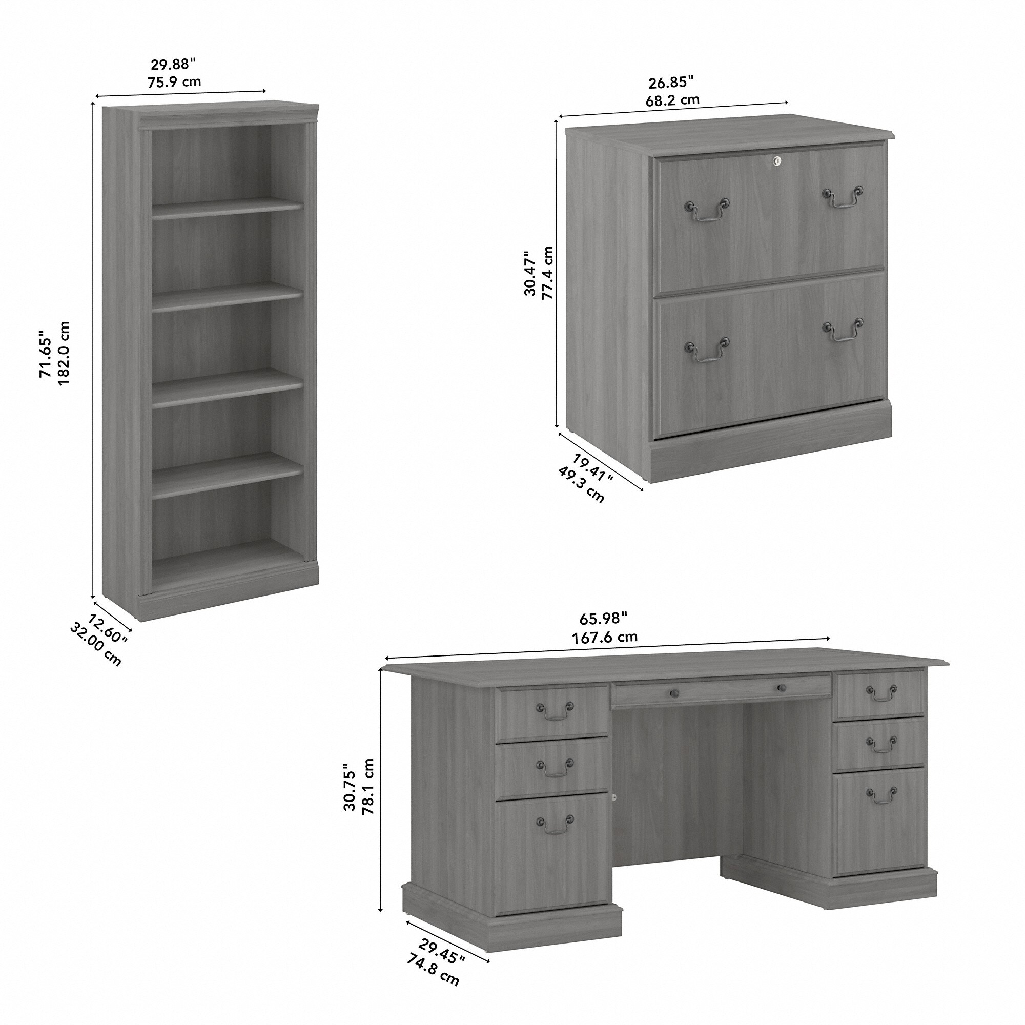 Saratoga Executive Desk, File Cabinet and Bookcases by Bush - Picture 6 of 14