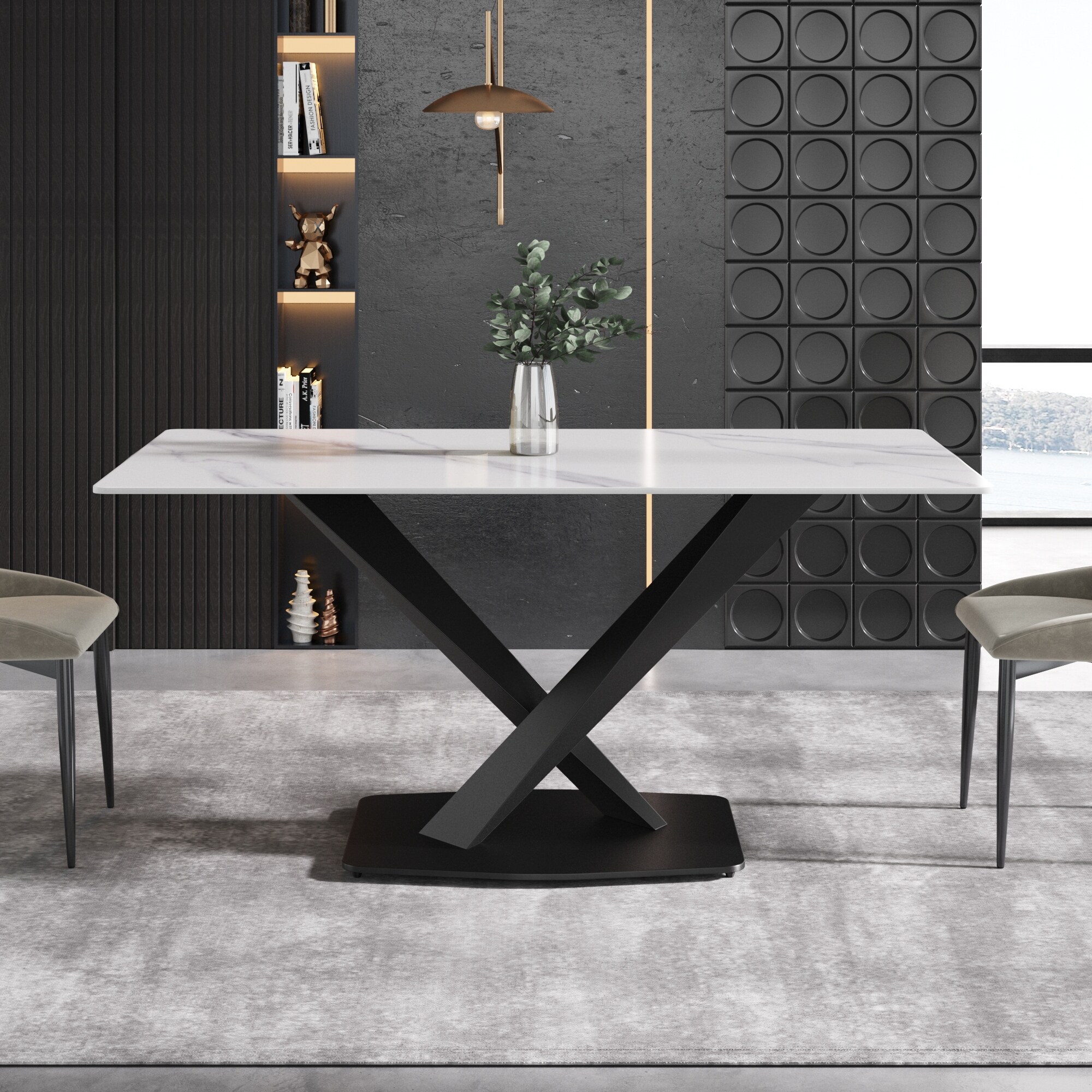 63''Modern-Dining-Table,-White