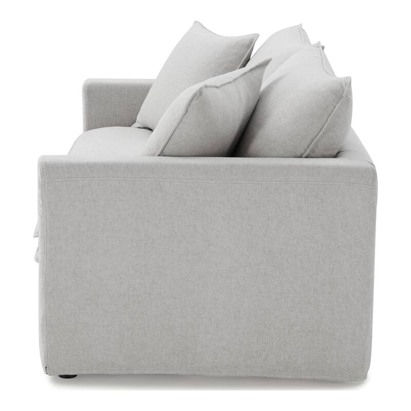 Furniture of America Caspian 3-Piece Light Grey FSC & OEKO TEX Linen Sofa Set with Feather Blend Cushions