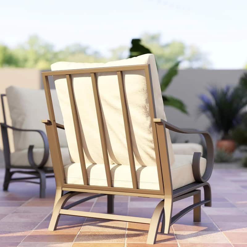 5PCS Patio Set,2 Rocking Chairs 3 Seat Sofa PE Rattan All Weather