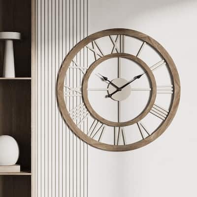 Elara Wood Modern Farmhouse Wall Clock - 33"H x 33"W x 1"D
