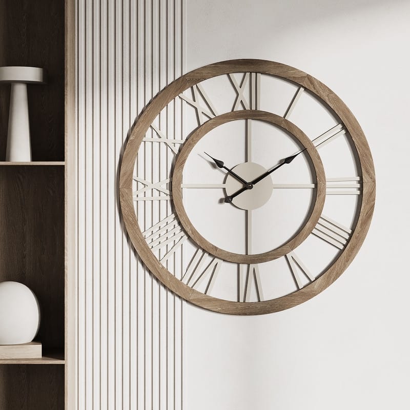 Elara Wood Modern Farmhouse Wall Clock - 33"H x 33"W x 1"D
