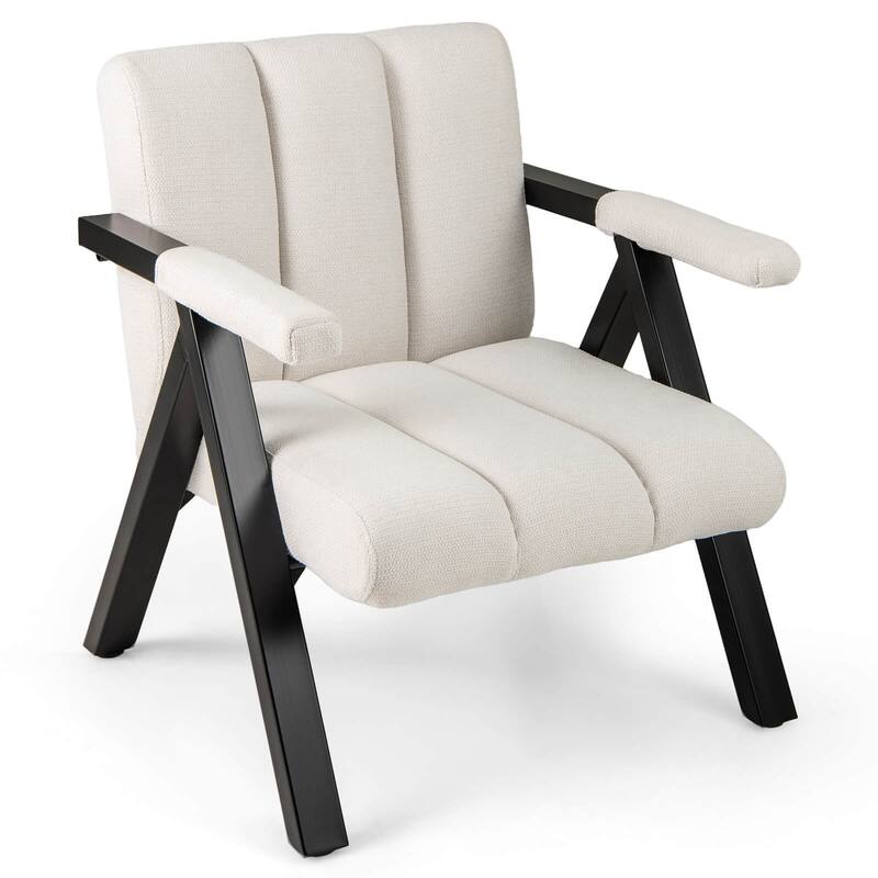 Costway 1/2 PCS Oversized Accent Chair with Metal Frame & Armrests - See Details - White-1 PCS
