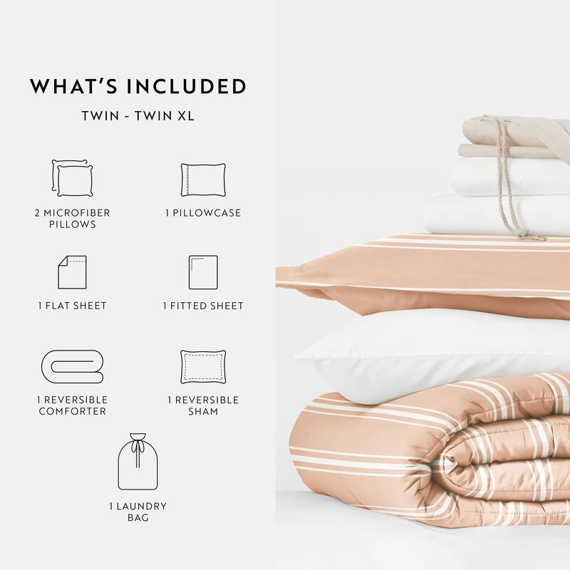 8pc Twin XL Pattern Dorm Bedding Bundle