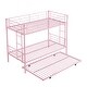 preview thumbnail 12 of 15, Twin over Twin Bunk Bed with Twin Trundle,Metal,No Box Spring Needed