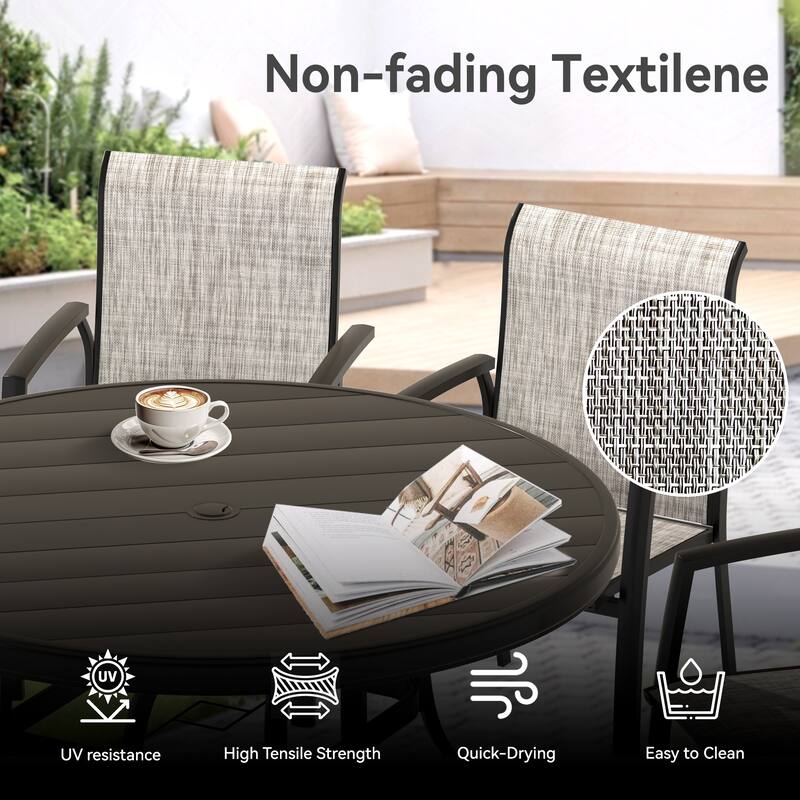 5 Pieces Patio Dining Set, Patio Furniture Set of 4 Patio Stackable Dining Chairs and 40.6" Outdoor Metal Round Table