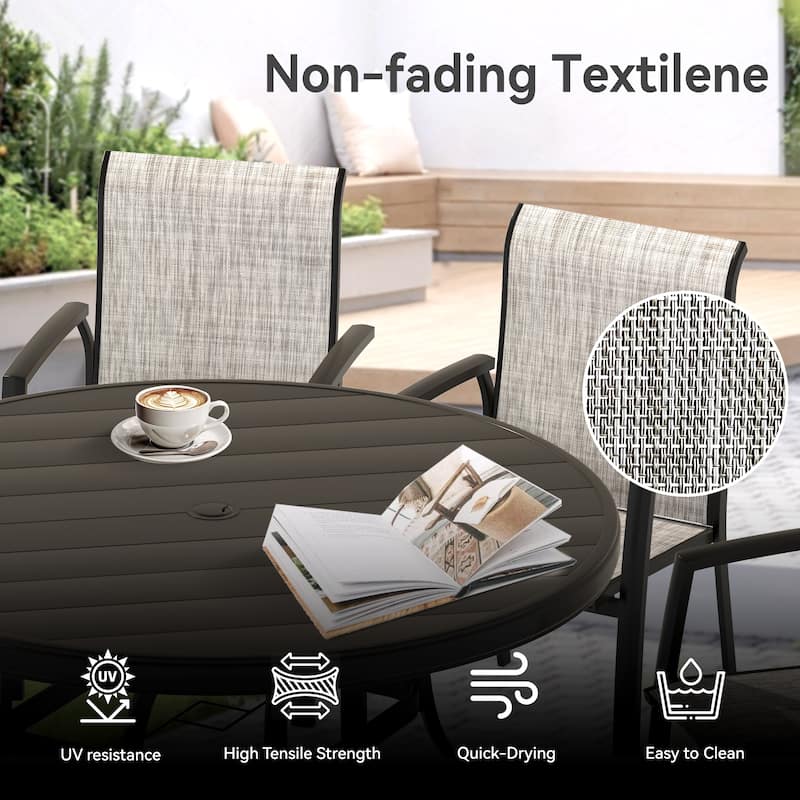 Garden Patio Chairs Set of 2, All Weather Metal Outdoor Dining Chairs, Garden, Poolsides