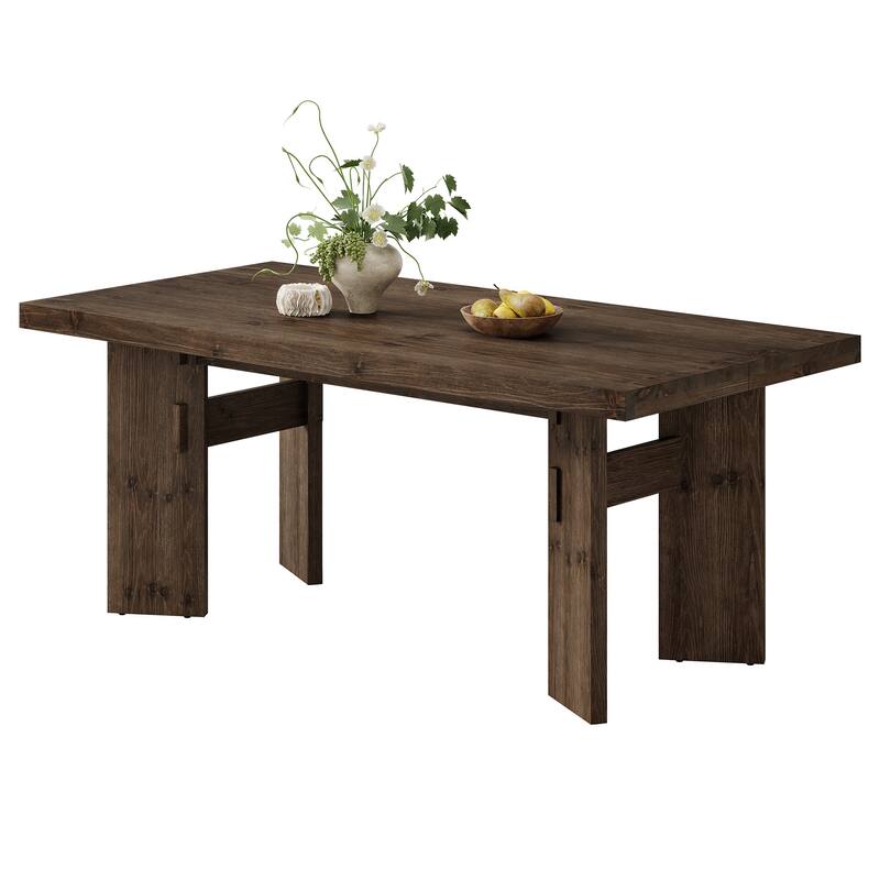 63" Solid Wood Rectangular Dining Table, Kitchen Dinner Table for Dining/Living Room Kitchen