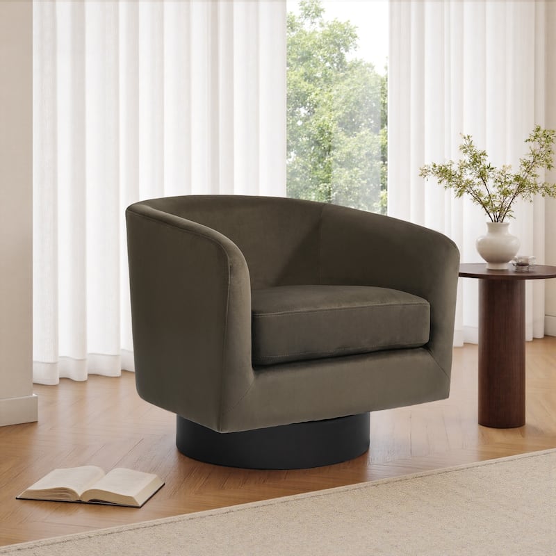 UIXE 360° Swivel Barrel Accent Chair Velvet Armchair For Living Room