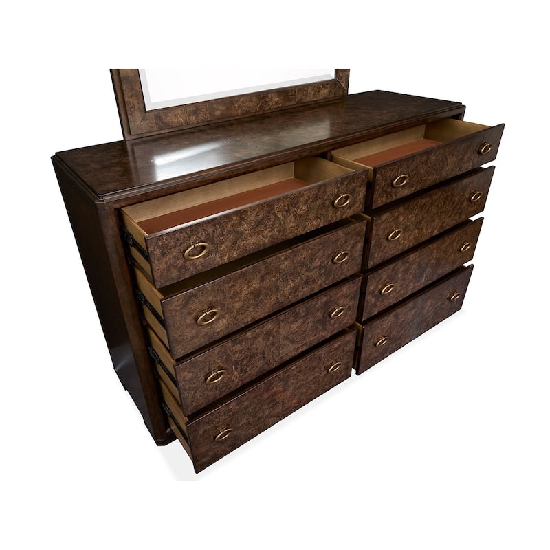Magnussen Home Rowan Espresso Drawer Dresser with Landscape Mirror
