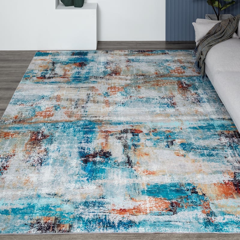 Abstract Blue Area Rug