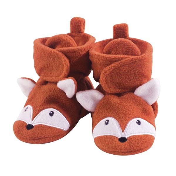 slide 1 of 1, Hudson Baby Infant and Toddler Boy Cozy Fleece Booties, Orange Fox 0-6 Months - Orange Fox