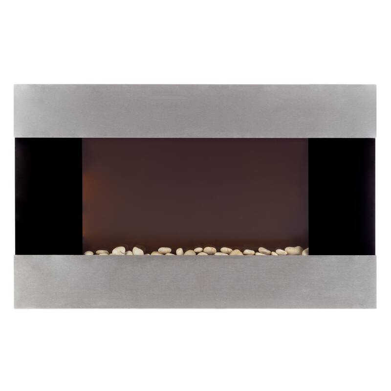 Hastings Home 36-Inch Stainless Electric Fireplace