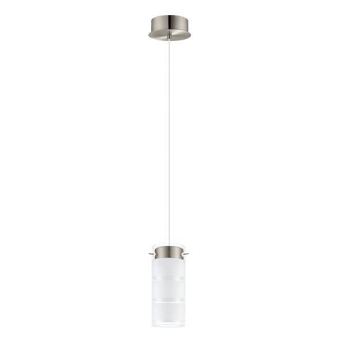 Eglo Olvero 1-Light Satin Nickel LED Pendant with Frosted and Clear Glass