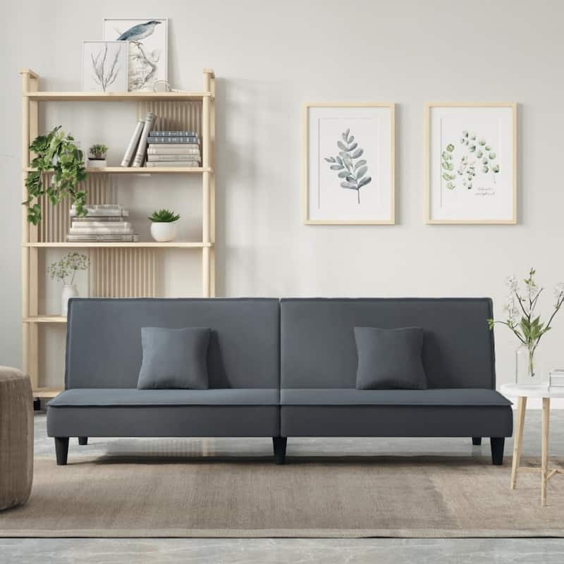 vidaXL 2-Seater Sofa Bed Velvet Recliner Loveseat Folding Daybed Multi Colors - 78.7" x 35" x 27.6" - Dark gray