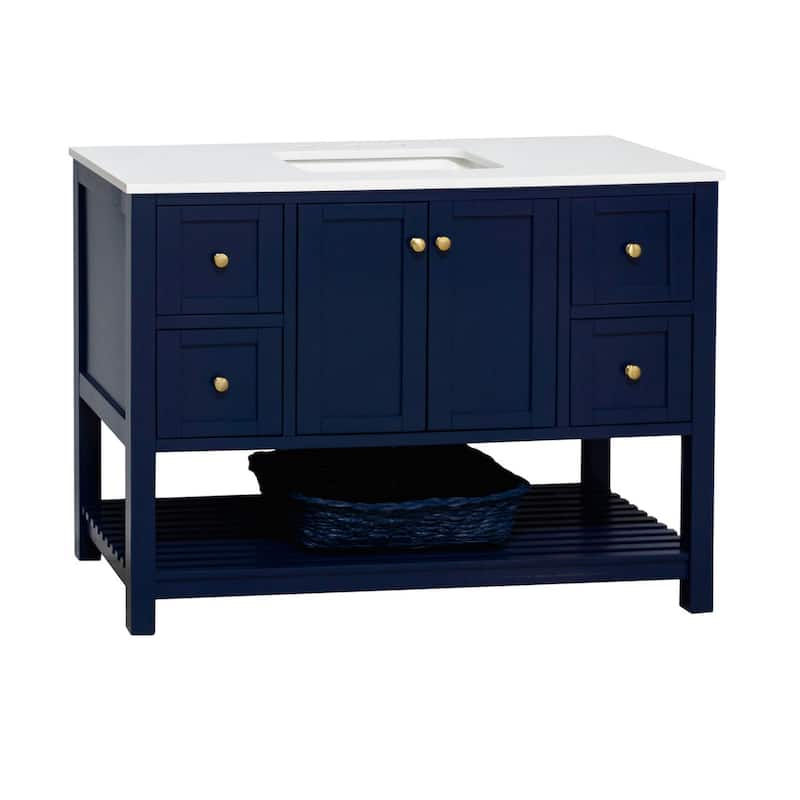 KitchenBathCollection Lakeshore 48" Bathroom Vanity with Engineered White Top