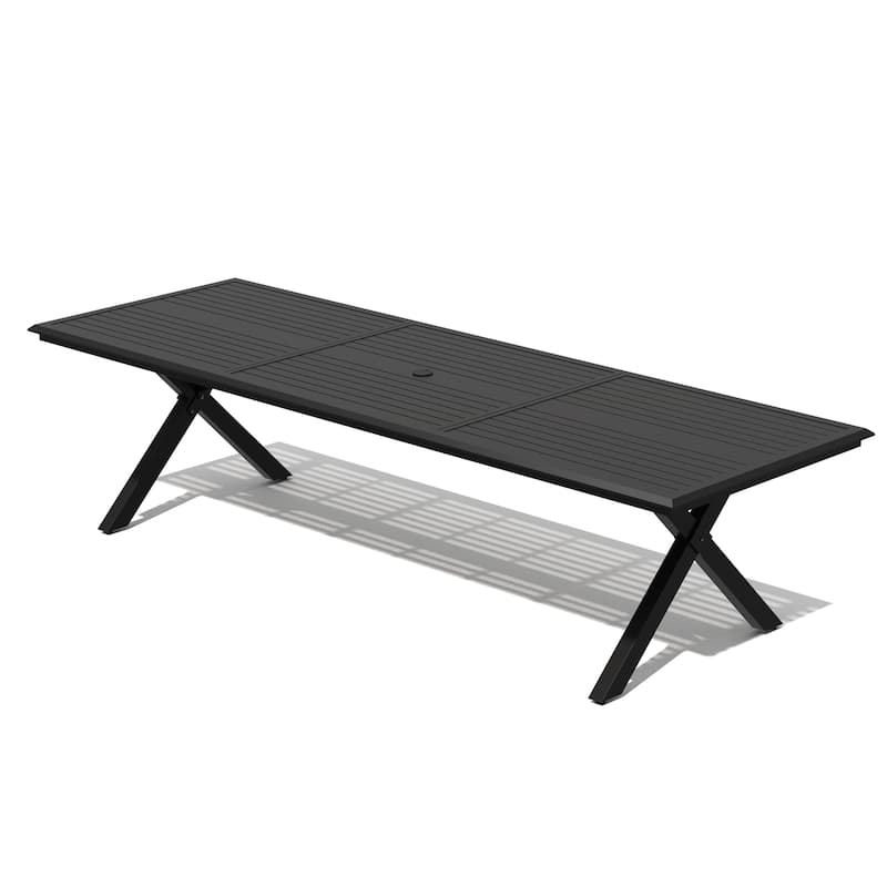 Outdoor All-weather Aluminum Patio Rectangular Dining Table for 10-14 Person
