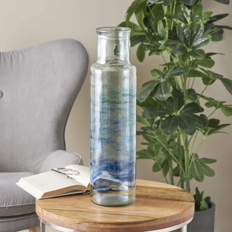 Recycled Glass Abstract Ombre Decorative Vase - Blue - Roche River Decor