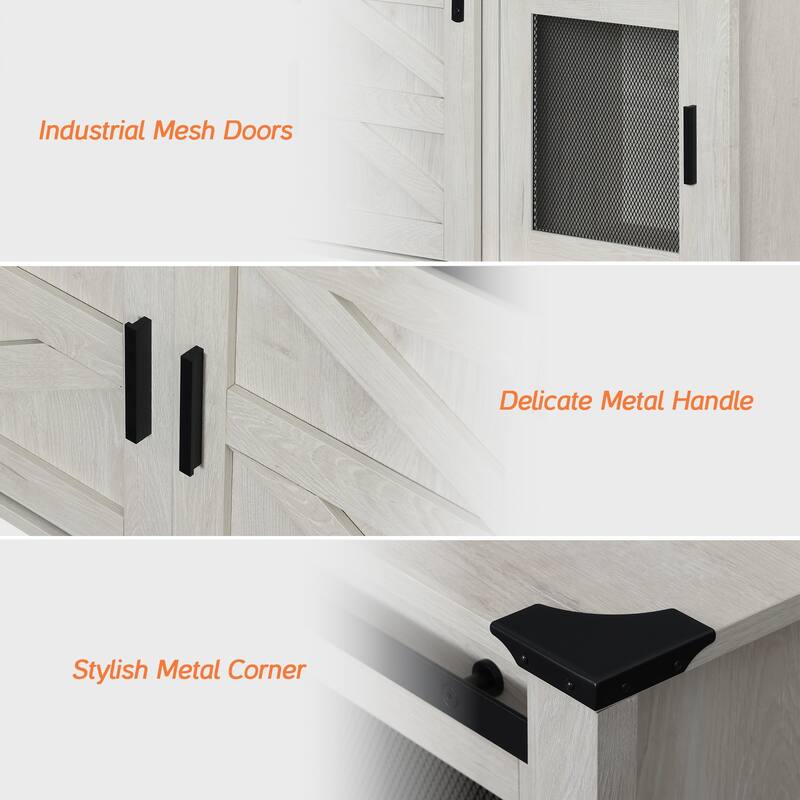 Sliding Barn Door TV Stand Cabinet, Entertainment Center for 75" TV