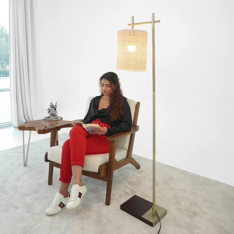 Tall Corner Floor Lamp, Standing Light for Living Room, Bedroom & Office Space Illumination Brizo Bamboo Lampshade Floor Lamp