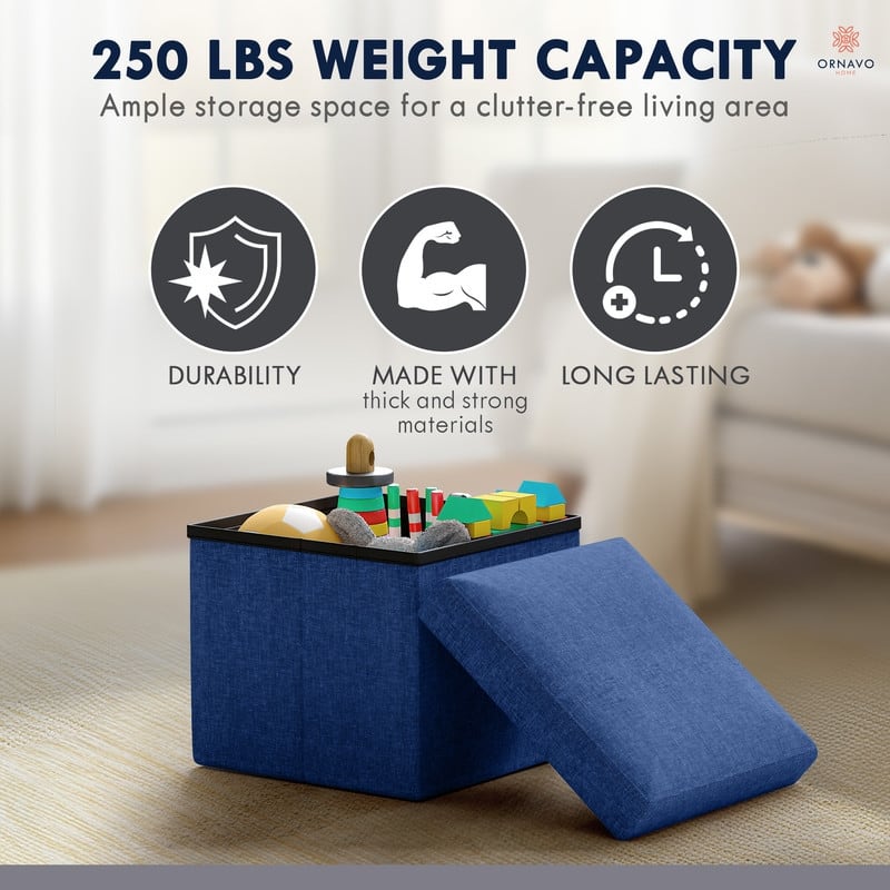 2 Pack Small Foldable Square Storage Ottoman Cube