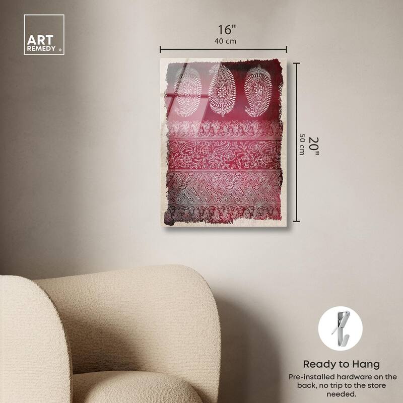 Burgundy Stamps Acrylic by Art Remedy, Ready to Hang
