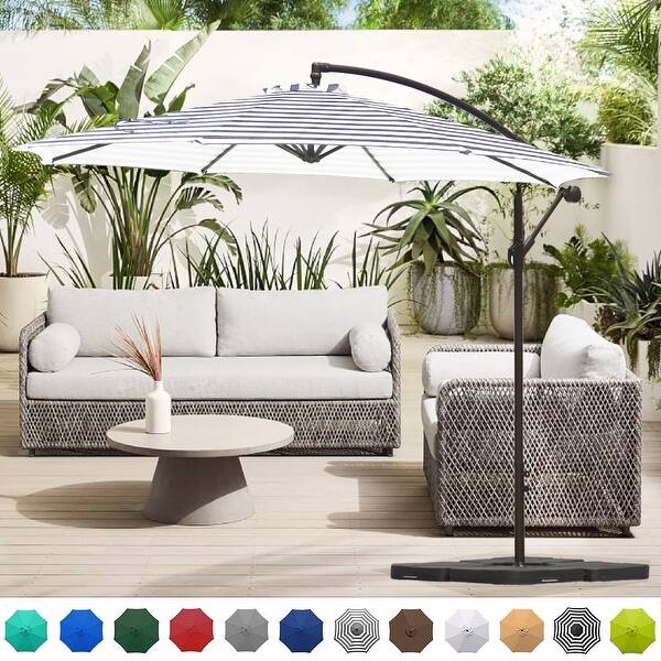Steele 10ft. Offset Patio Umbrella with Weight Base Stand Bed Bath