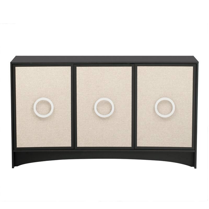 Curved Sideboard with 3 Doors, Buffet Accent Storage