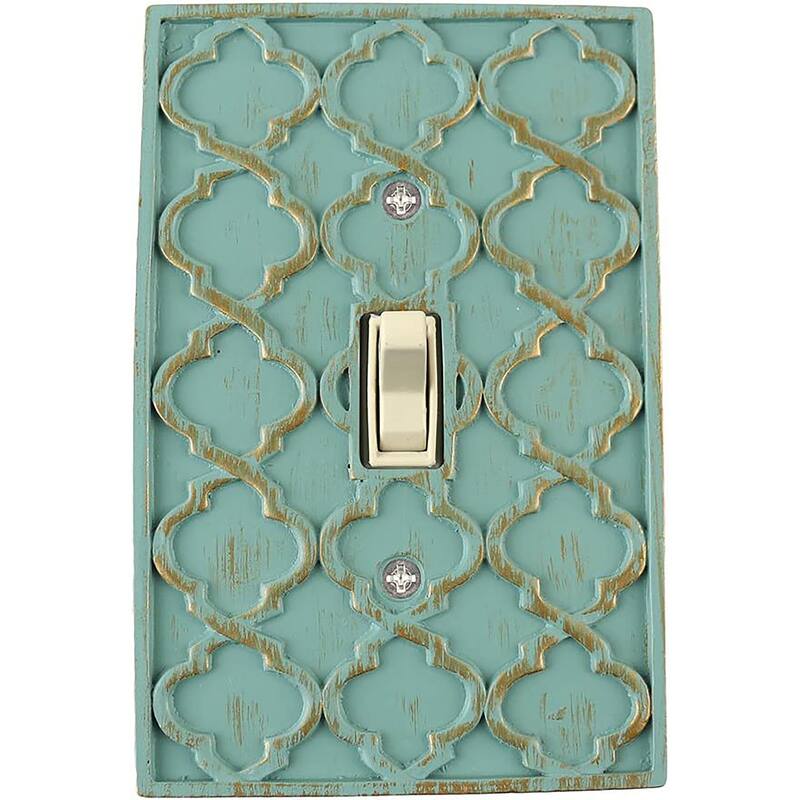 Meriville Moroccan 1 Toggle Wallplate, Single Switch Electrical Cover Plate - Buckingham Green With Gold